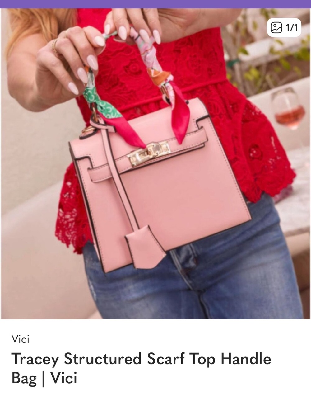 Vici Tracy Structured Scarf Top handle Bag Pink Never worn